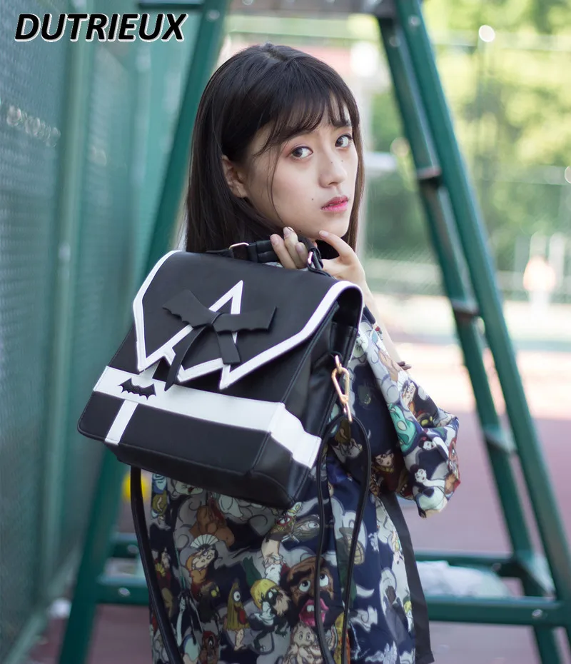 Fashion Ladies Backpack Japanese Style Girl Lolita Bags College Bowknot Embroidery JK Uniform Bag Sweet Cute Backpack for Women