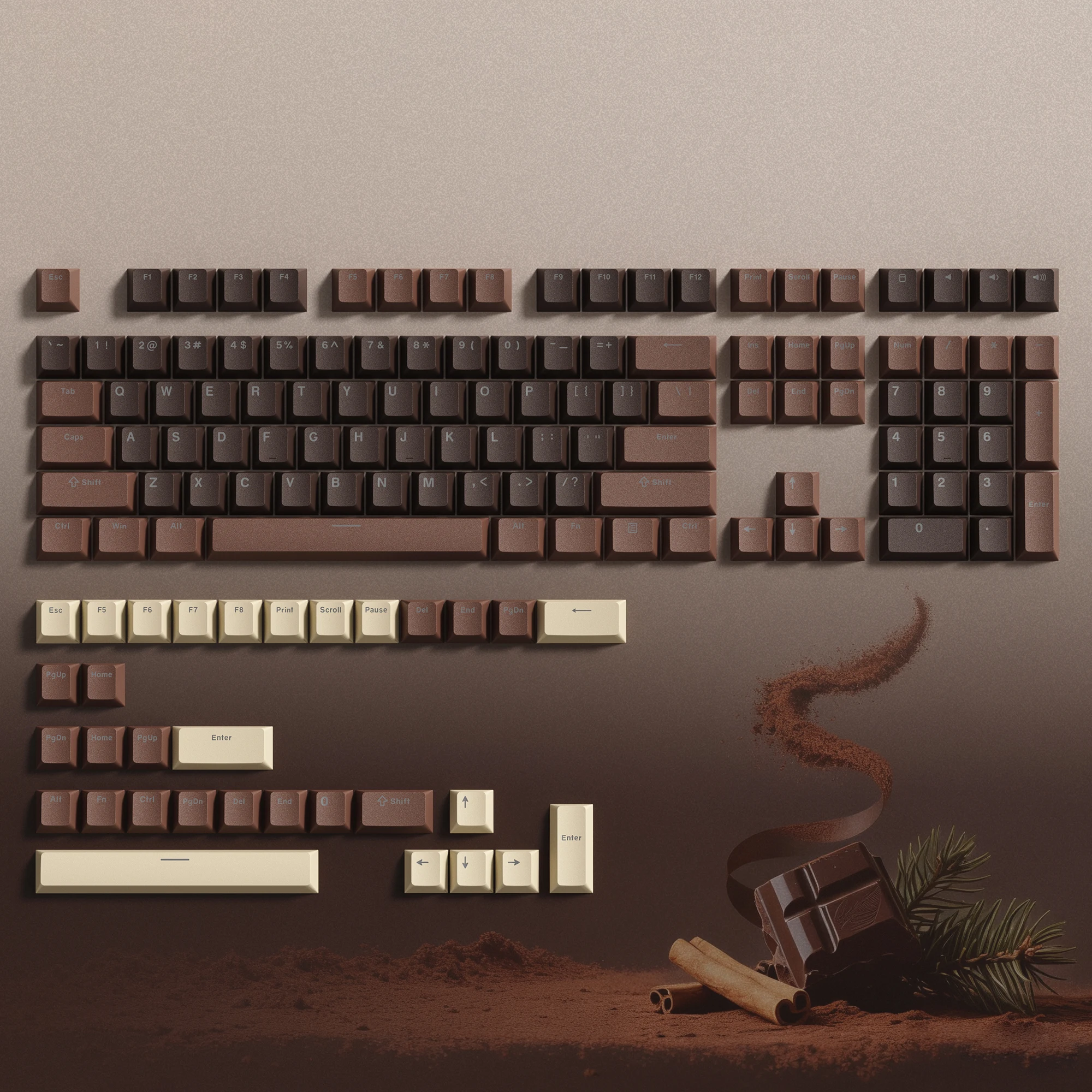 

140 Keys Chocolate PBT Keycap Cherry Profile RGB Shine Through Double Shot Key caps for MX Switches Mechanical Gaming Keyboard