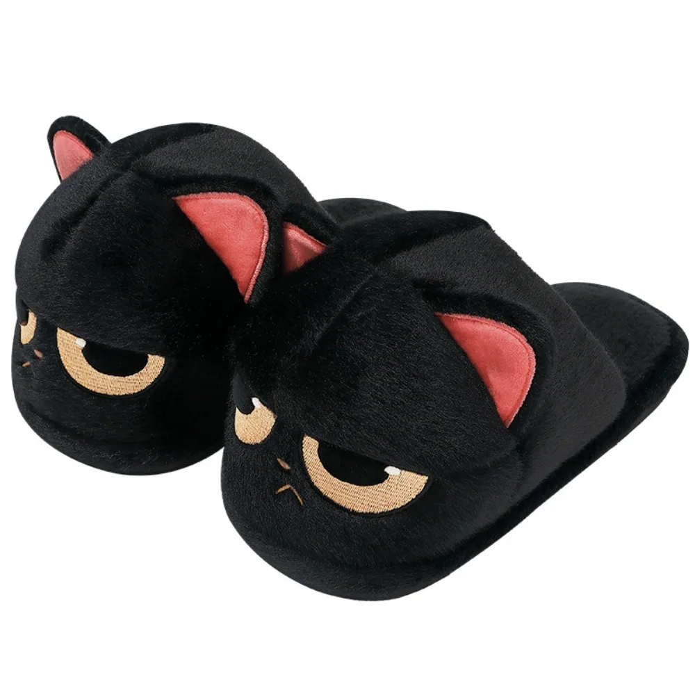 

Casual Winter Cat Plush Slippers Soft Thicken Warm Cartoon Furry Slippers Anti-slip Cute Home Cotton Shoes Couple