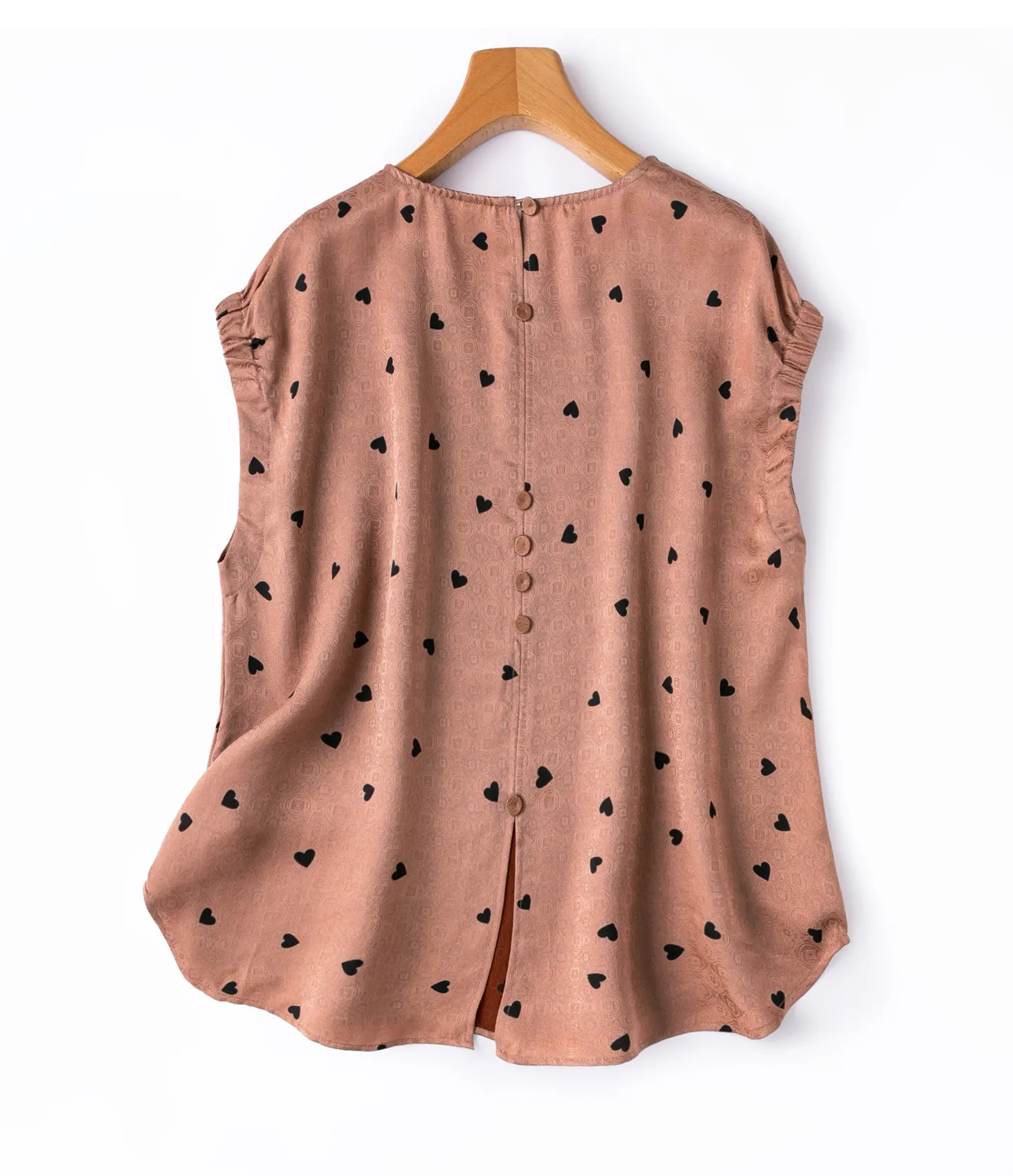 BirdTree-100%Real Silk Watered Gauze Elegant T-Shirt, O Neck Love Print, Women Age Reduction Loose Tops, 2026 Summer T67627CC