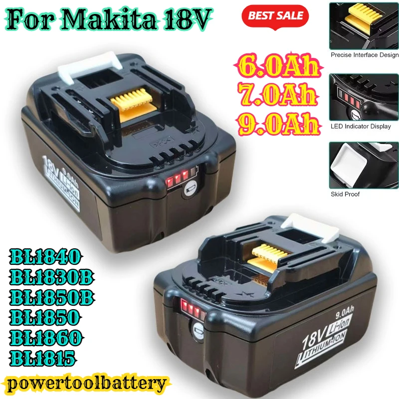 

Новинка для Makita, 18 В, 9,0 Ач, литий-ионная аккумуляторная батарея, подходит для электроинструмента Makita BL1860 BL1830 LXT400 BL1850