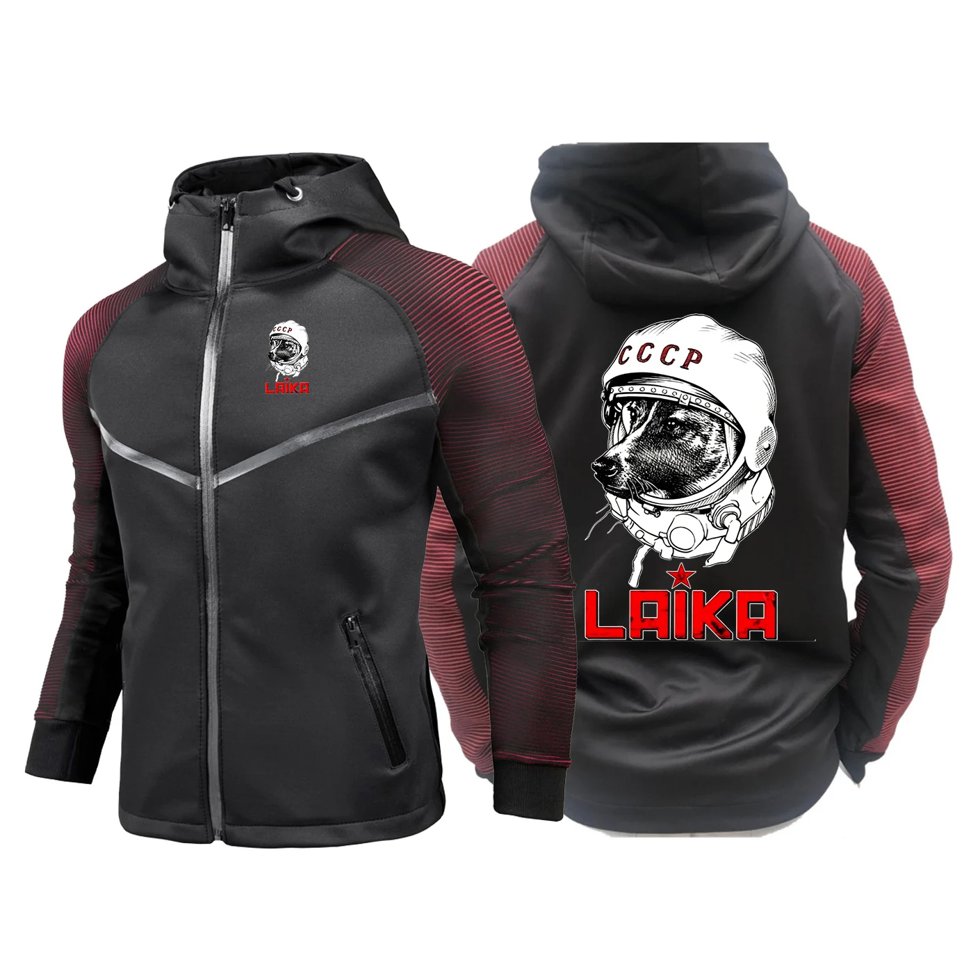 Laika USSR Funny Cartoon Dog Graphic Men's racing jackets are suitable for spring and autumn hoodies jacket