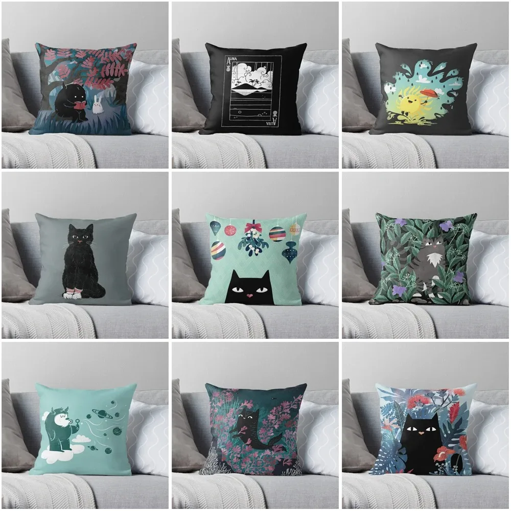 

Cartoon Cute Cat Pillowcase Car Ornaments Living Room Office Home Pillowcase