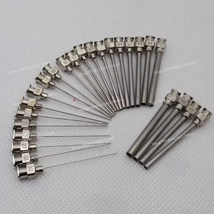Stainless Steel Dispensing Needle Kit 1.5 Inch 12-Pin with Syringe and Flat Tip Nozzle for Precision Application