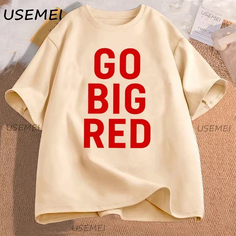 Go Big Red T Shirt Football Volleyball Basketball Tee Men Women Game Day T-Shirt Casual Printed Cotton Short-sleeve Tees