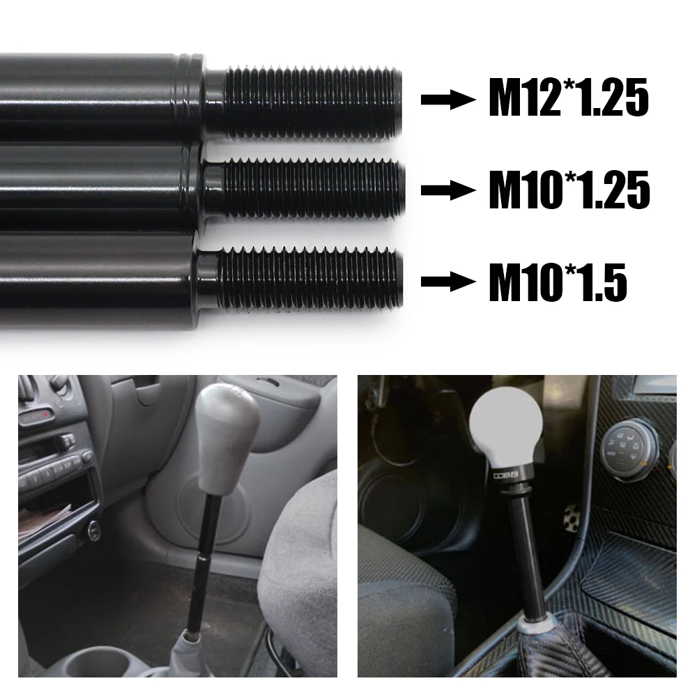 Universal 3‘’ 3.5‘’ 4‘’ Aluminum Shift Knob Extender Extension Lever Gear Manual Shifter Rod M10X1.5 M10X1.25 M12X1.25