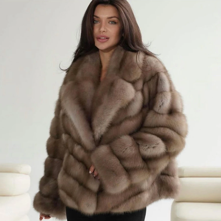 

Women Fox Fur Coat Real Fox Fur Jackets Women Fox Fur Coats Turndown Collar Luxury High Quality Winter Fur Jackets