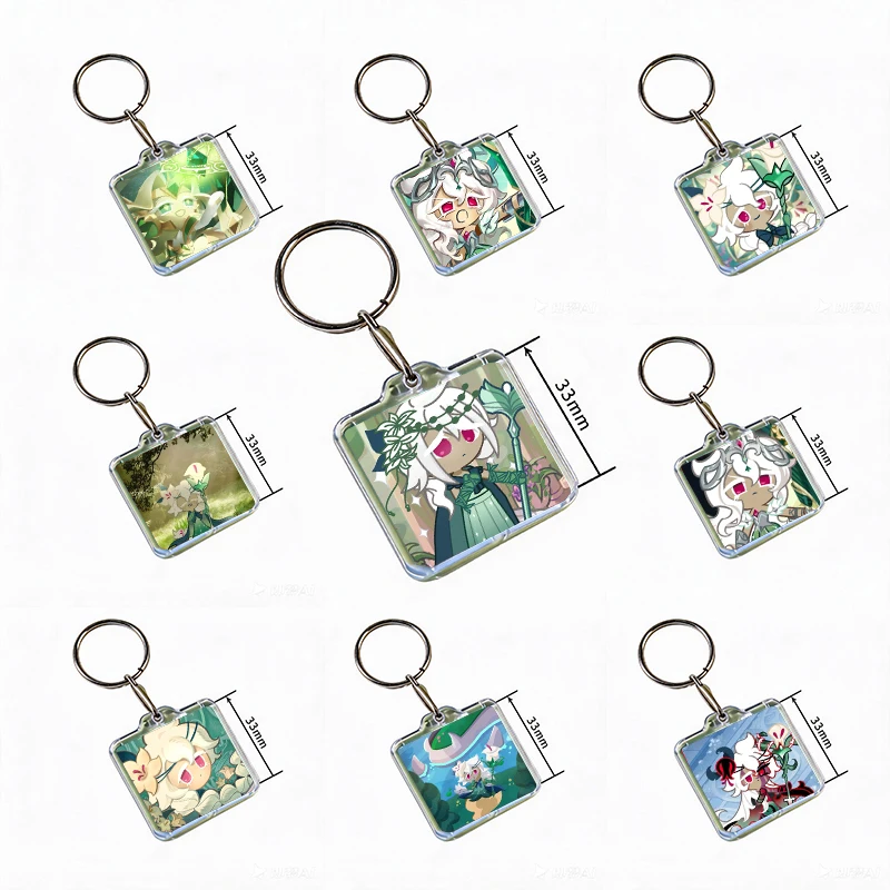 Anime Character White Lily Cookie Acrylic Keychain Handmade Hanging Ornaments for Clothes Backpack Decoration Gifts with Friends