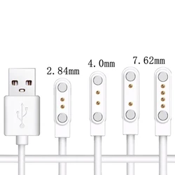 Kabel do ładowania inteligentnego zegarka 2 Pin 4 piny przewód ładowarki USB 0.5m uniwersalny do smartwatcha 7.62mm 2.84mm 4mm ładowarka magnetyczna