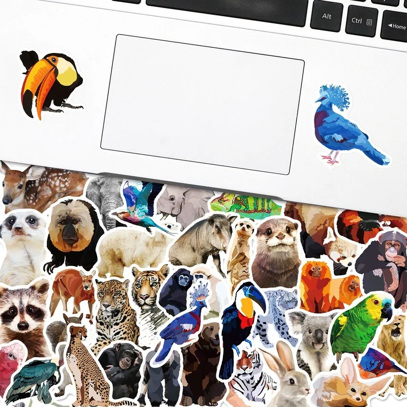 Selva Animal Adesivos para decalques de parede, floresta tropical, zoológico, laptop, garrafa de água, Scrapbooking, bagagem, telefone, laptop, capacete, 10 pcs, 25 pcs, 50pcs