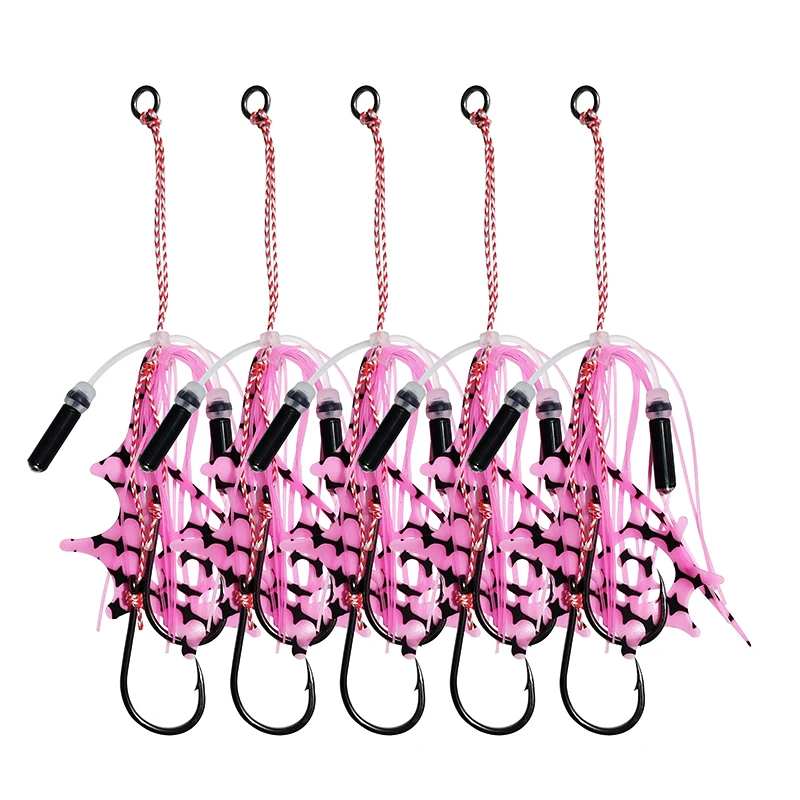 5pcs/lot Silicone Skirt with Bell Sunflower Skirt Rubber Jig Head Assist Hook 19# Jig Skirt Hooks pesca Sea Fishing Hook