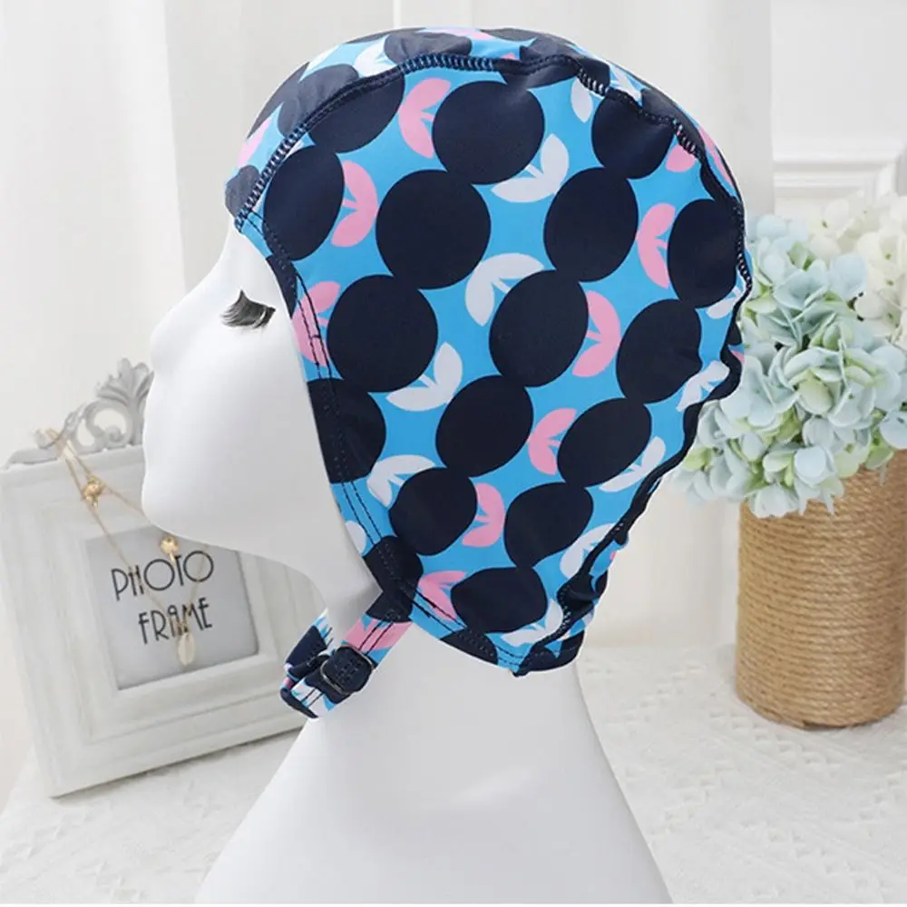النساء الإناث قابل للتعديل قبعة السباحة القماش النسيج حماية آذان السباحة القبعات عمامة حجم الحرة قبعات السباحة الرياضية الشعر الطويل