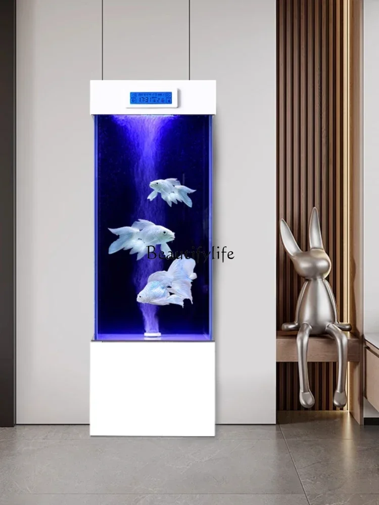 54LGoldfish tank filtration and oxygen production integrated ultra-white glass vertical floor ecological aquarium