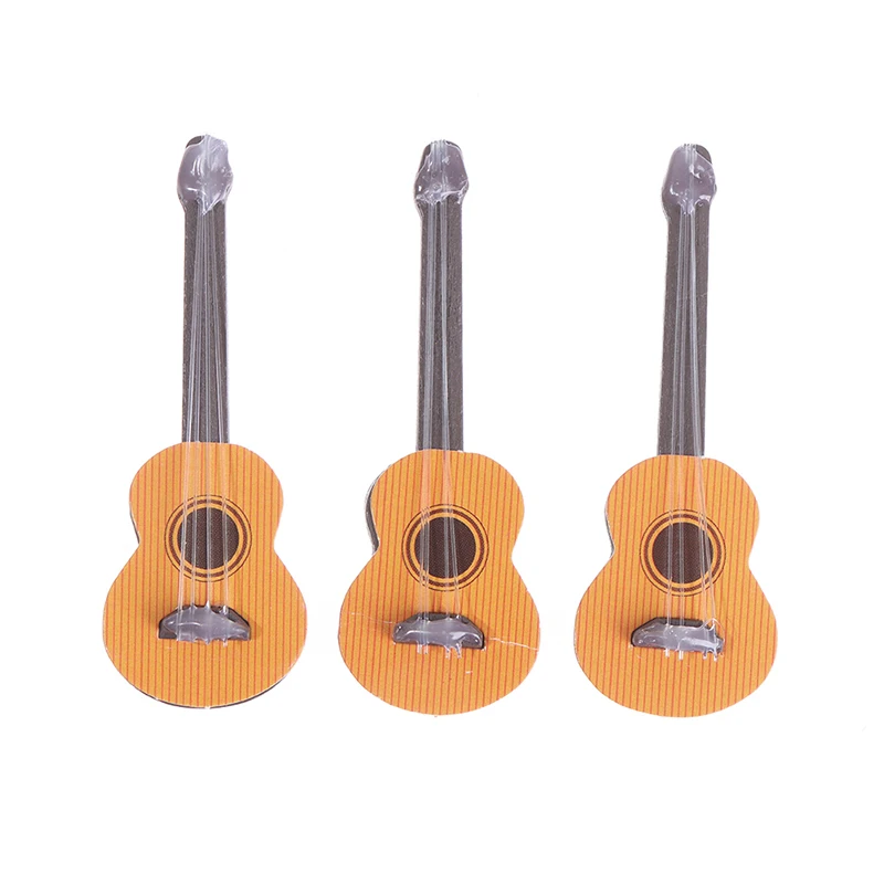 Dollhouse Miniature Instrument mini Guitar for Home Decoration Kid Wood Toys