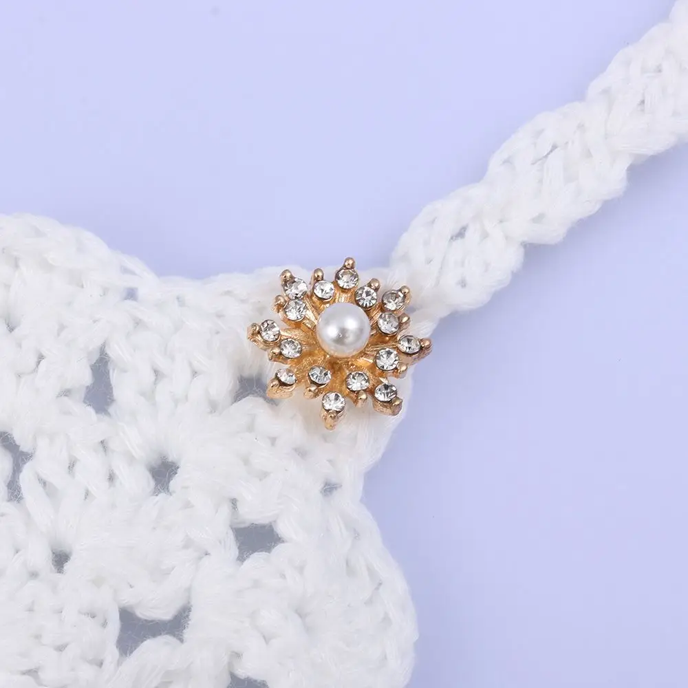 10PCS 16MM Craft Plating Hairpin Accessories Snowflake Buttons Rhinestone Button Pearl Buckle Apparel Sewing