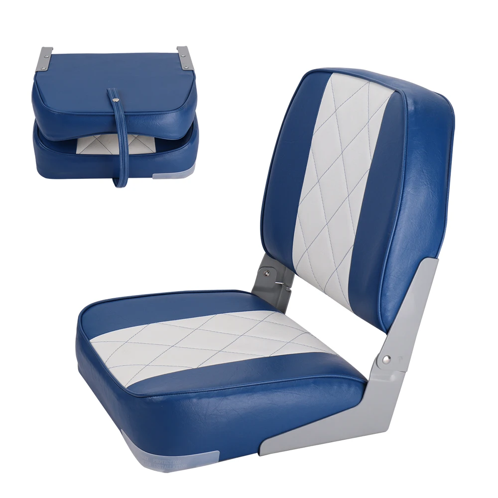 Marine Boat Folding Chair, Speedboat, Blue and White Boat Seat, Outdoor Fishing, Sailor, Swivel Folding Seat