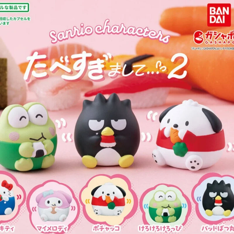 

Bandai Sanrio Character Fee-Eating Figurine In Stock Keroppi Kt My Melody Pochacco Mini Model Kawaii Statue Toys