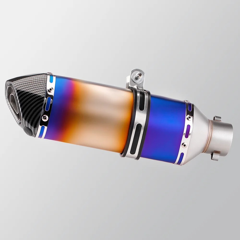 Motorcycle carbon fiber rear end muffler, semi-blue titanium connecting pipes, HUSKY ADV 150 exhaust pipes