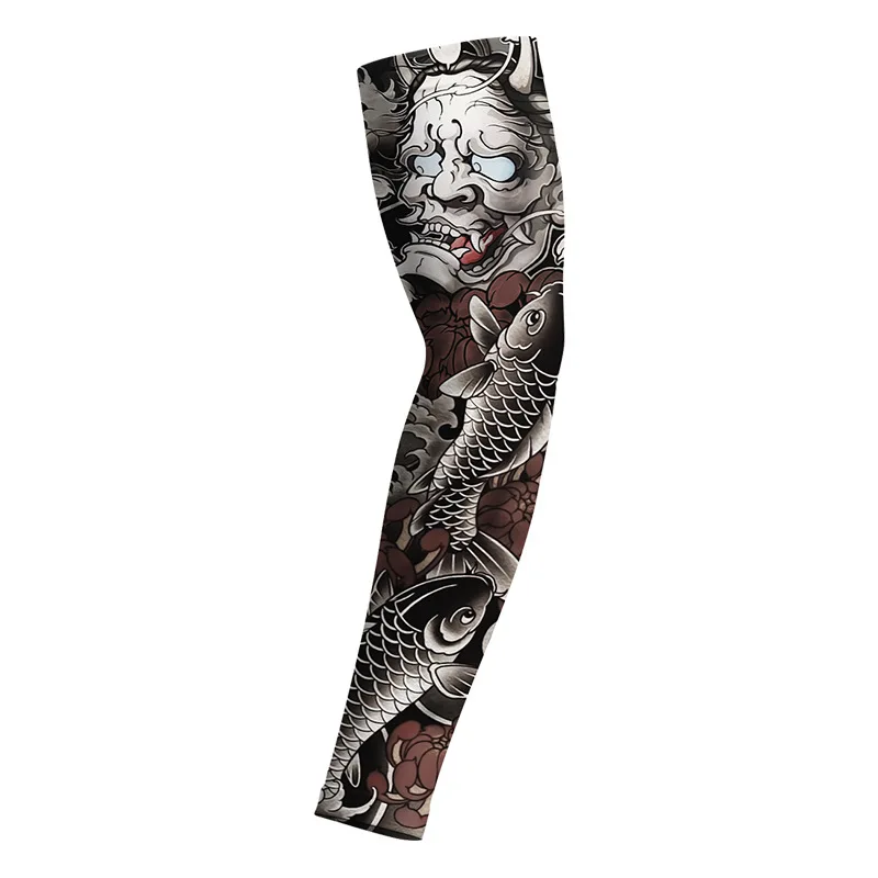 Flower Arm Tattoo Sleeves with Realistic Tattoo Patterns for Outdoor Cycling, Sun Protection, Ice Sleeves with High Elasticity