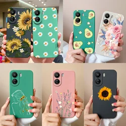 For Xiaomi Redmi 13C 4G Cases Beautiful Flower Silicone Liquid Anti-Fingerprint Protective Simplicity For Redmi 13 C Phone Cover