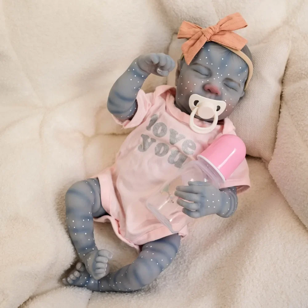 18inch Silicone Reborn Baby Doll Levi in Avatar Version Newborn Baby Girls Hand Details Painted Skin Visible Veins Muñeca Bebe