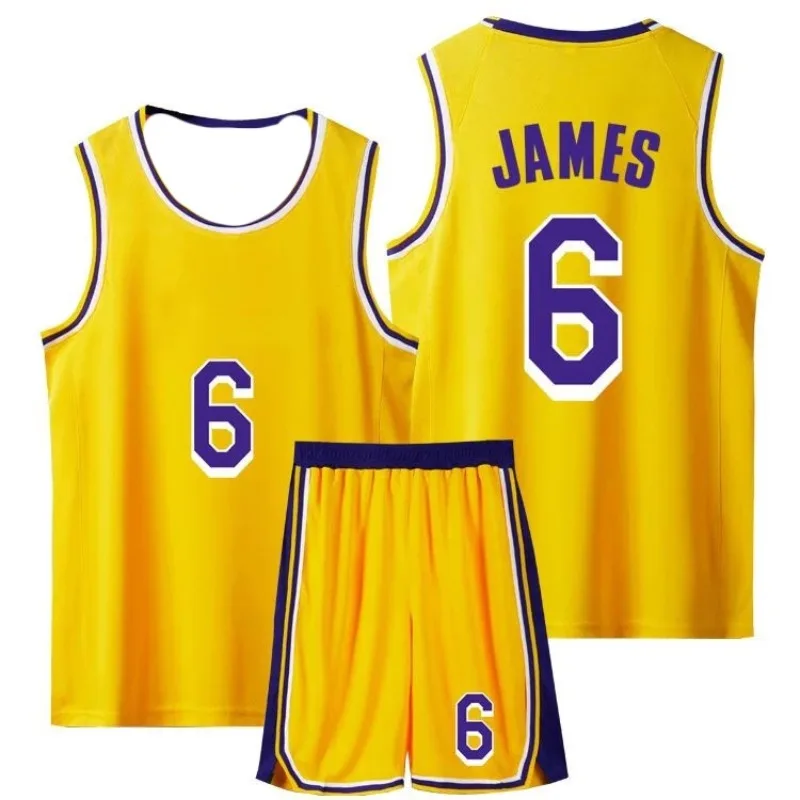 NEW 24/25 Children\'s Clothing Suit Boy Girl Fans Basketball Jerseys JAMESES Game Team Uniform Training  Vest and Shorts