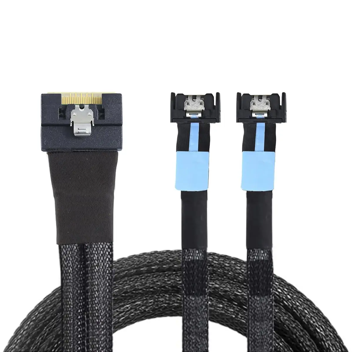 Slimline SAS SFF-8654 8I to Dual MCIO 4I Server Cable with Anti-Misplug Full Cover Design, 16G High-Speed Copper Wire Harness