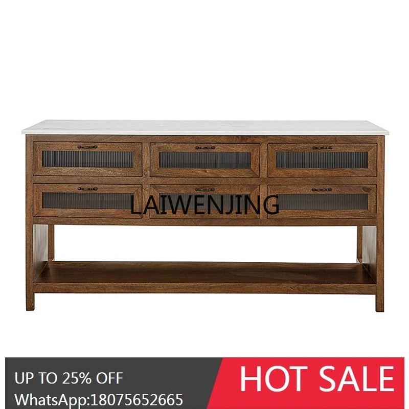 MJY solid wood dining table oak retro kitchen Nakajima marble bar side cabinet