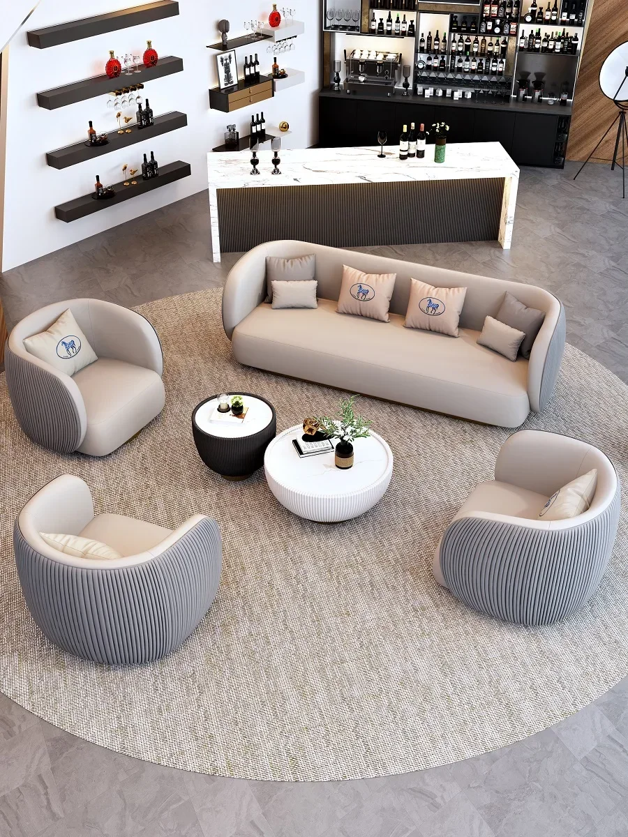 Hotel negotiation reception sofa coffee table combination beauty salon lobby VIP room business meeting sofa