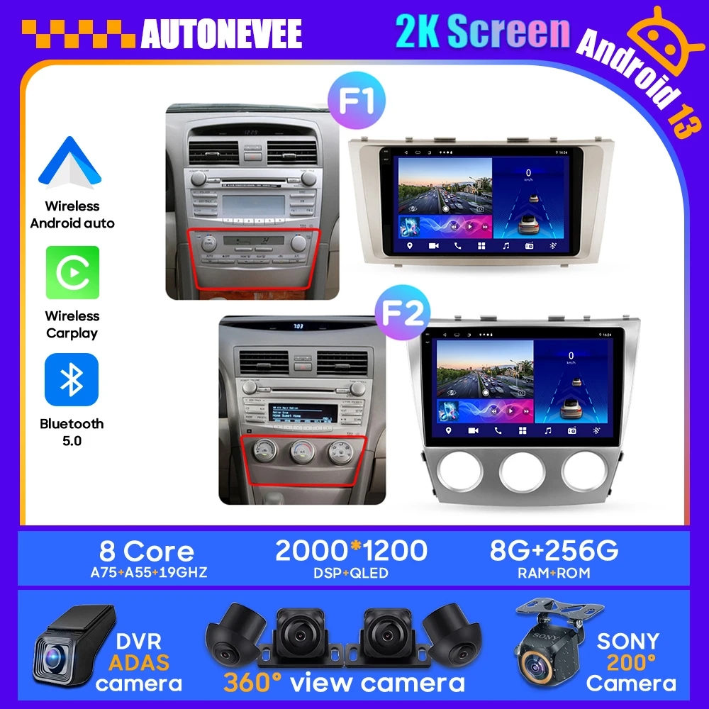 

Автомобильный мультимедийный плеер на Android для Toyota Camry 6, XV, 40, 50, 2006-2011, Android 13, GPS, радио, BT, Carplay, 4G