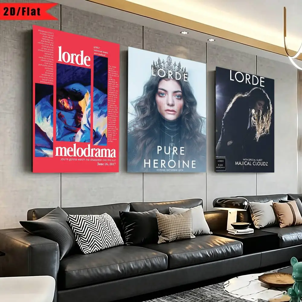 singer l-Lorde Poster Waterproof Wall Art Sticker For Bar Living Room Vintage Decor High Quality Print Gift