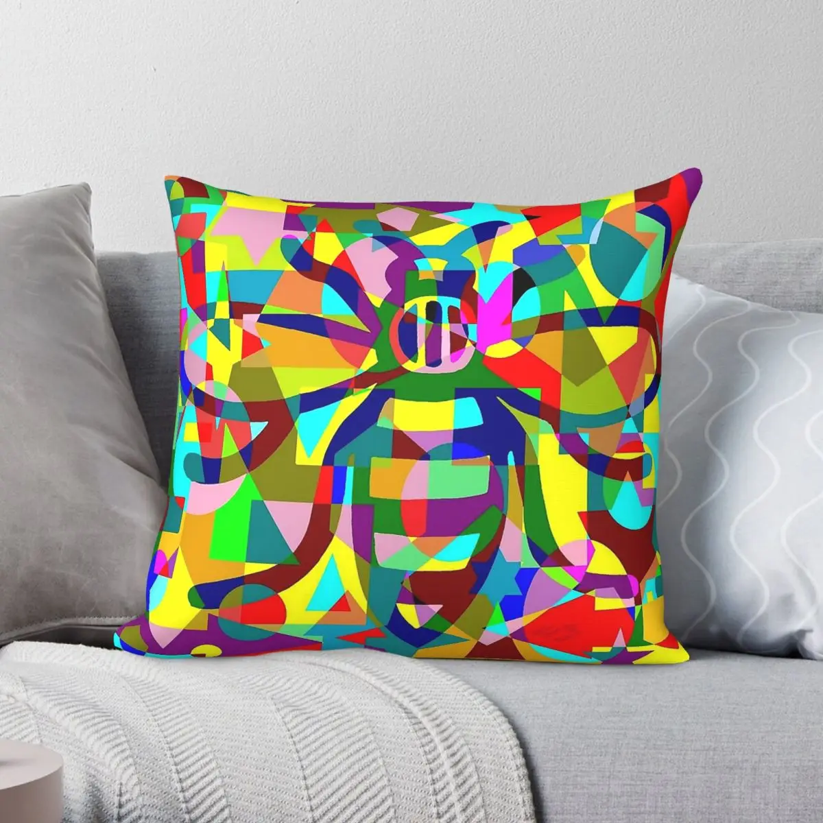 Manchester Worker Bee Square Pillowcase Polyester Linen Velvet Creative Zip Decorative Pillow Case Home Cushion Cover