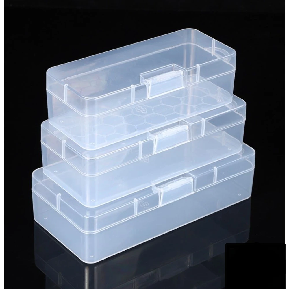 Transparent Rectangular Plastic Storage Box Desktop Organizer Washi Tape Stickers Container Art Case Stationery Supplies