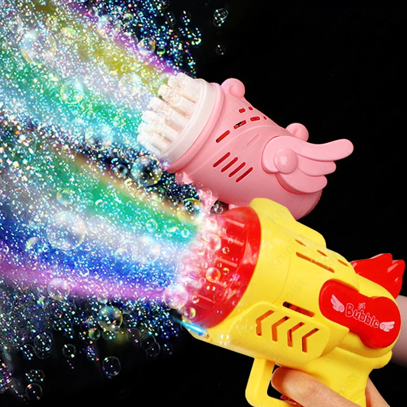 Bubble Gun Kids Toys Electric Automatic Soap Rocket Bubbles Machine Outdoor Wedding Party Toy LED Light Children Birthday Gifts