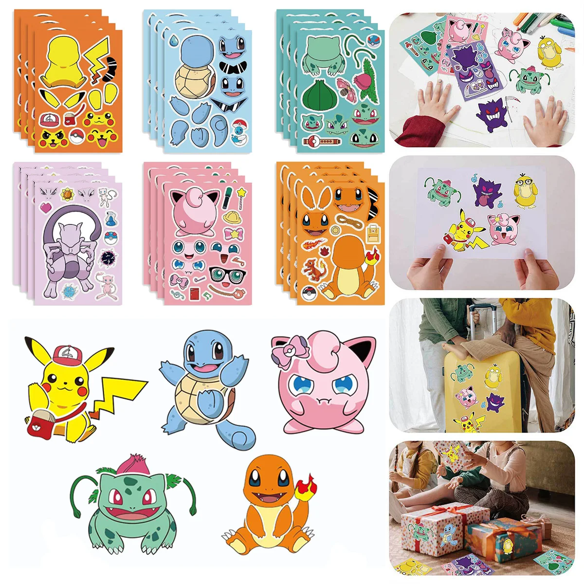 

Pokemon Themed Tattoo Stickers Party Favors Cartoon Children's Temporary Tattoos Kids Girl Art Tattoos Birthday Gift Party Suppl
