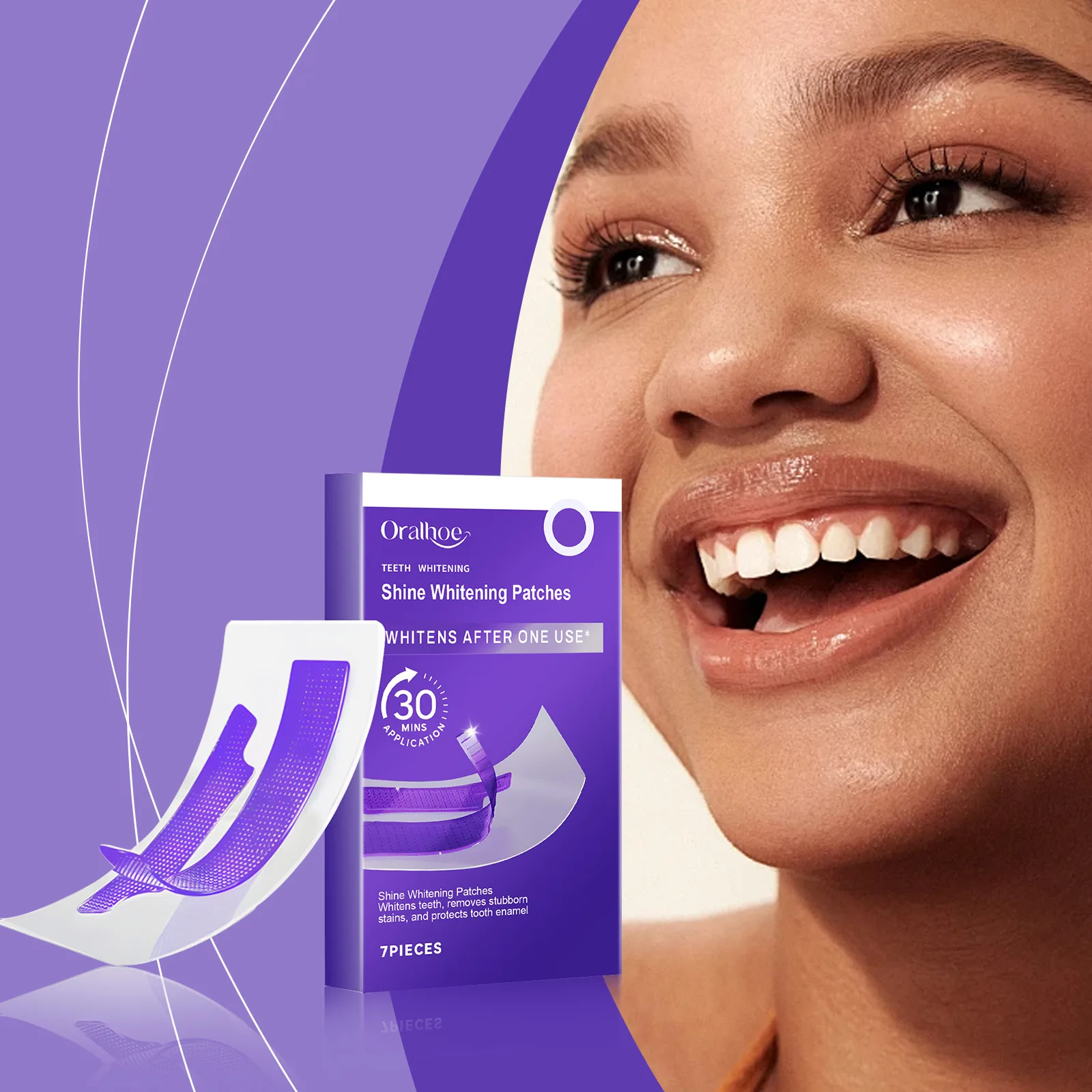 Teeth Whitening Patches Professional Remove Stubborn Stains Bleaching Purple Tooth Stickers No Irritation Oral Brighten Supplies