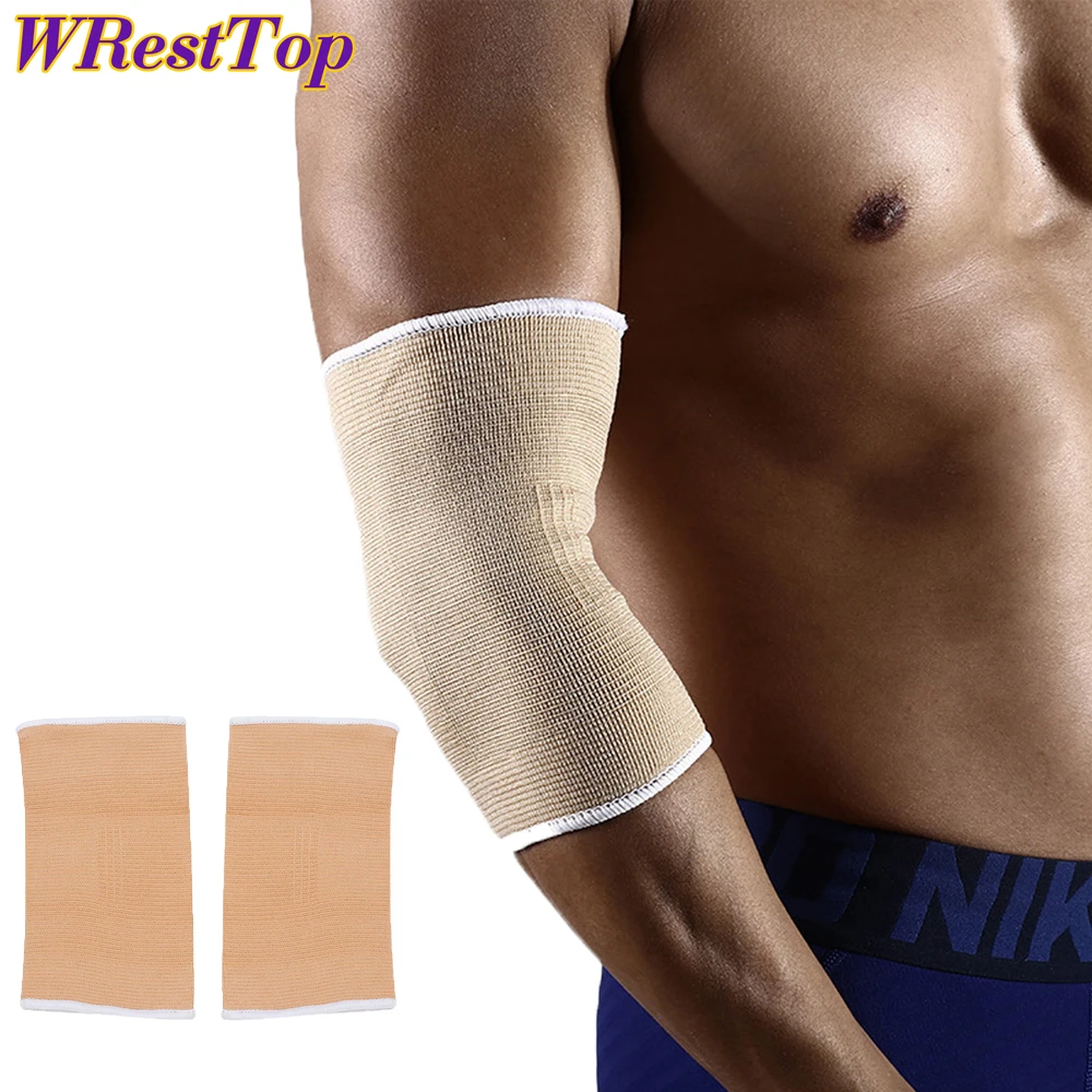 2Pcs/Pair Elbow Support Elastic Gym Protective Pad Absorb Sweat Sport Basketball Running Arm Sleeve Elbow Brace for Men Women