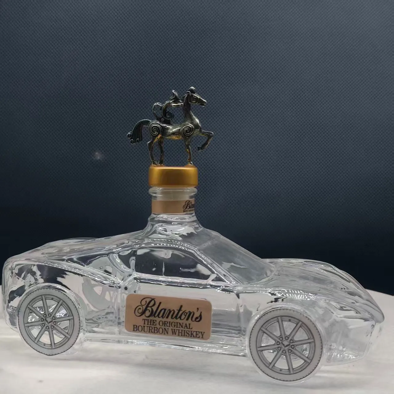 Crown Royal Car Shaped Whiskey Decanter, Clear Glass Liquor Bottle with Crown Stopper, Bar Display & Home Decor