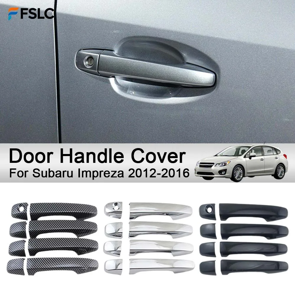 Cars Accessories Door Handle Cover For Subaru Impreza 2012-2016 Carbon Fiber Chrome Silver Black Car Decoration Styling Upgrade