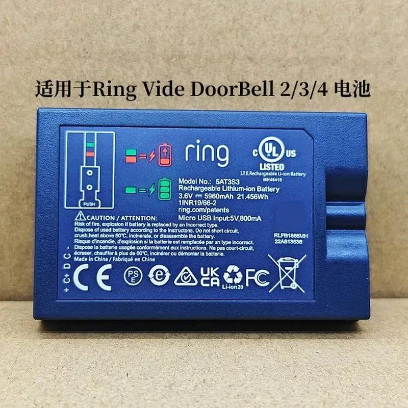 Replacement Battery for Ring Video Doorbell 2 3 4 V4 SM002 Rechargeable Lithium Ion Power Pack Compatible with Smart Home