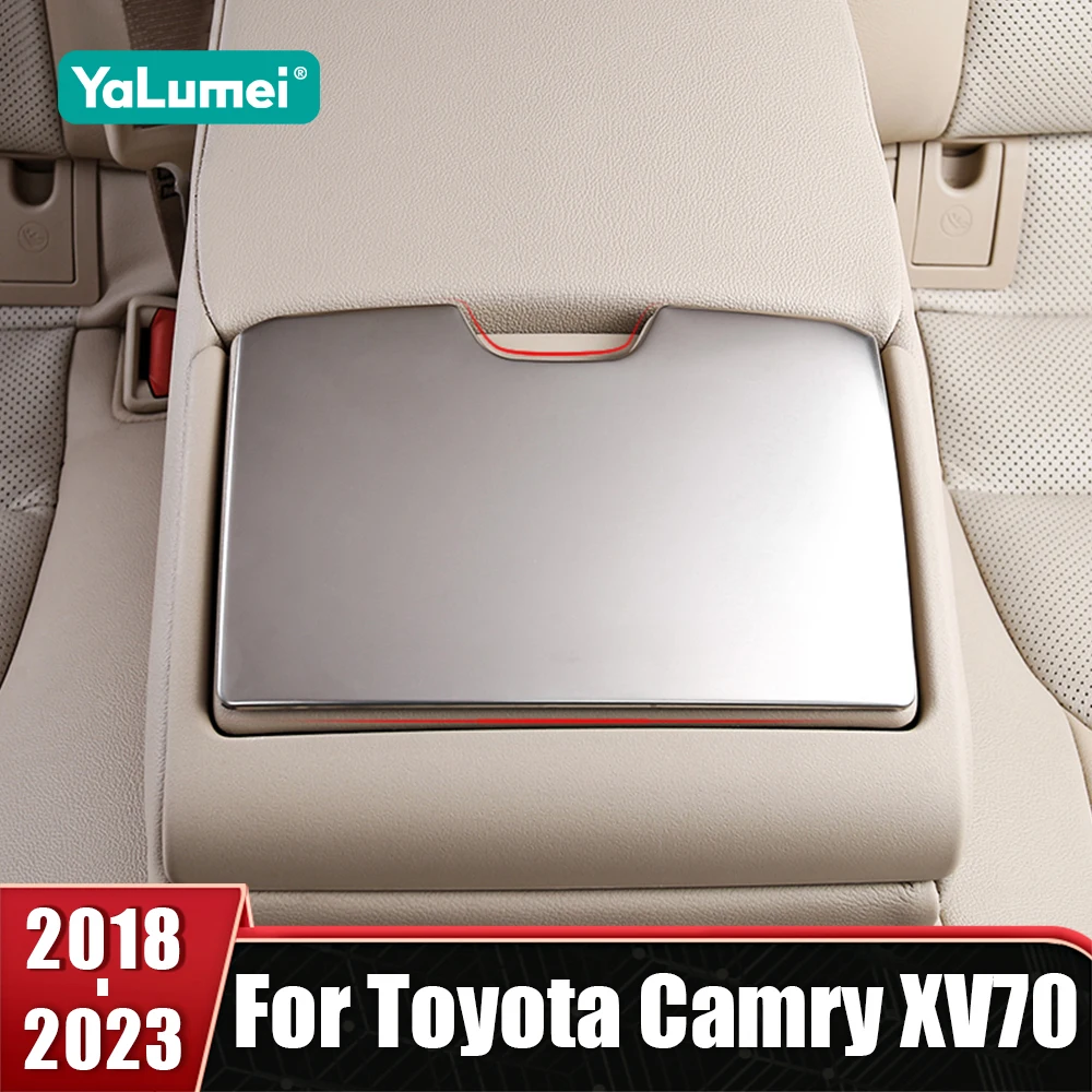 

For Toyota Camry XV70 2018 2019 2020 2021 2022 2023 Stainless Steel Car Seat Back Row Water Cup Holder Panel Cover Trim Stickers