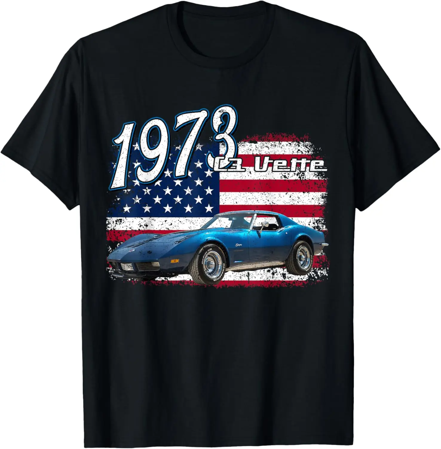 1973 73 C3 Vette StingRay Z06 ZR1 Blue Supercar Sports car T-Shirt