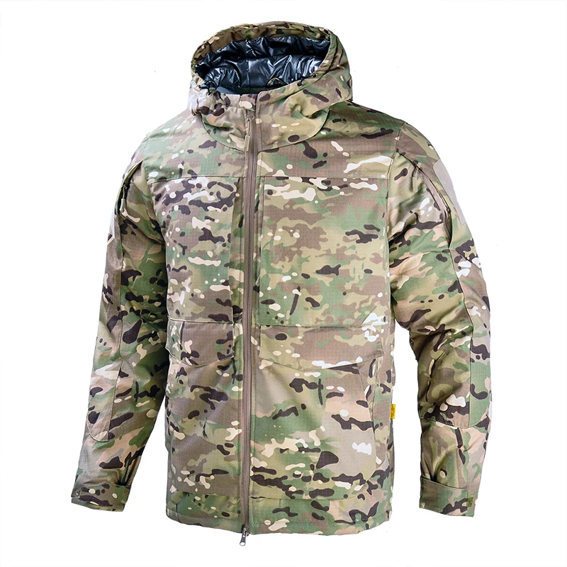 Camo militar dos homens terno tático, impermeável nos corta-vento, multi bolso Hoodie, camping uniforme, inverno, novo