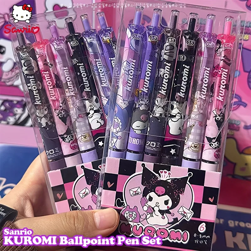 6 قطعة سانريو مرحبا كيتي كورومي هلام القلم الكرتون لطيف ميلودي سينامورول الصحافة القلم 0.5 مللي متر الأسود الملء لوازم مكتبية المدرسة