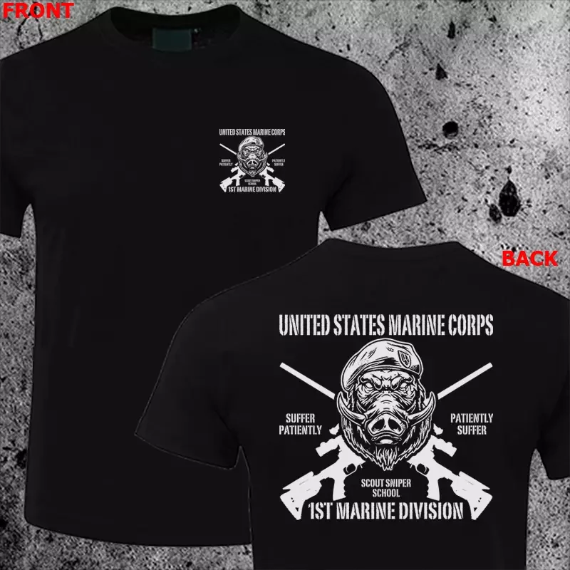 United States Marine Corps Scout Sniper School Men T-Shirts Streetwear 100% Cotton Loose Tops Breathable Tee