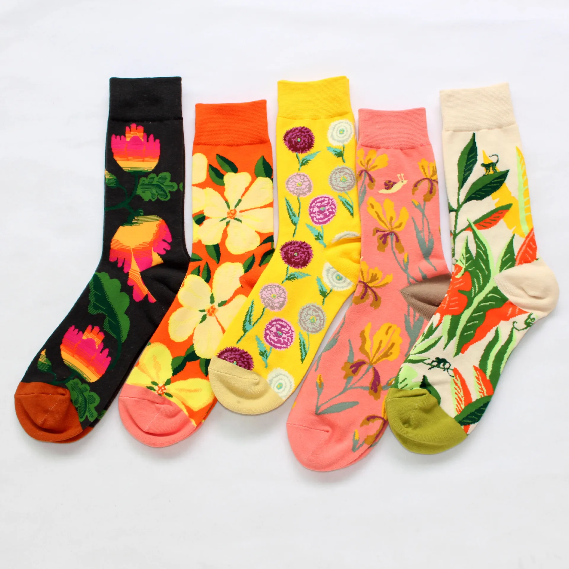 1 Pair Fashion Women Socks Cartoon Flower Plant Cactus Funny Casual Female Cotton Floral Hosiery Girls Streetwear Harajuku Sox