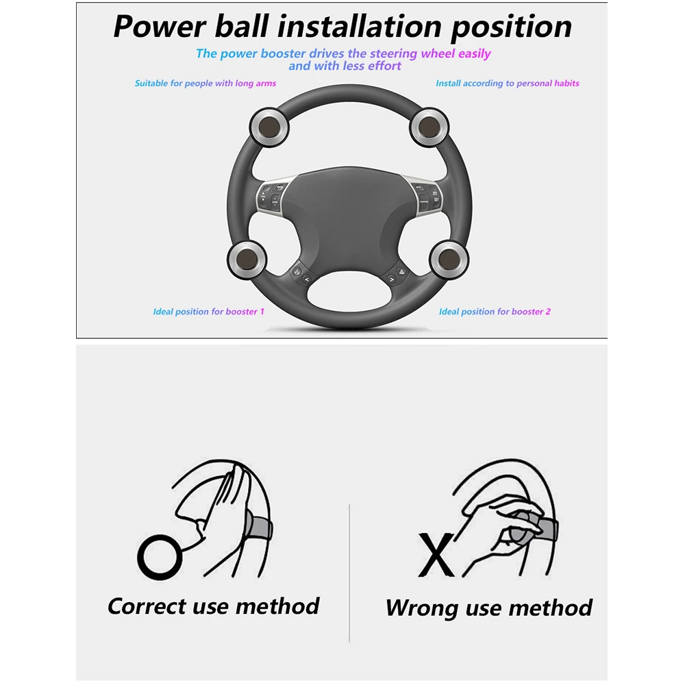 Universal Car Turning Steering Wheel Booster Spinner Knob 360 Degree Rotation Bearing Power Handle Ball Shaped Help Accessories