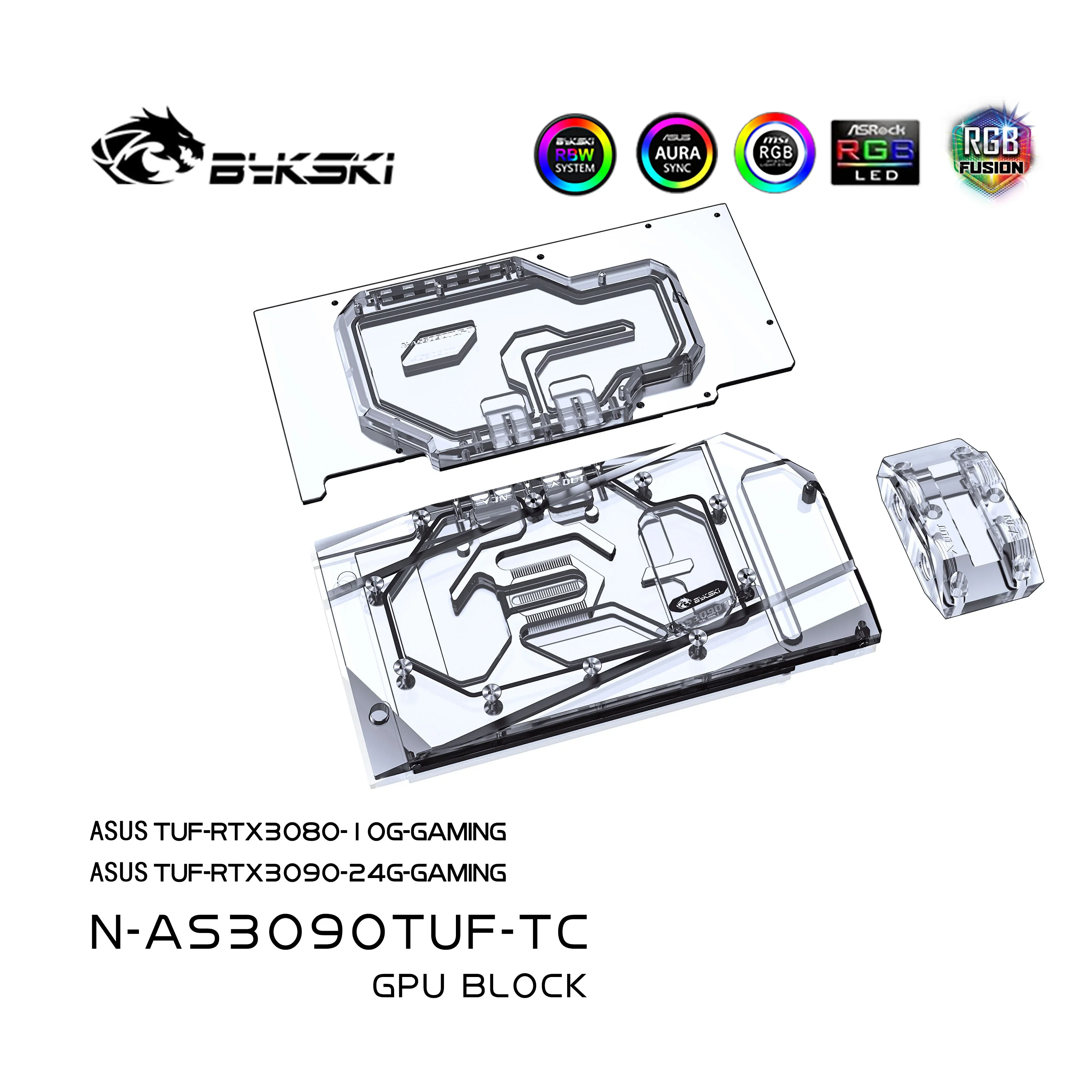 

Bykski N-AS3090TUF-TC GPU Water Cooling Block for ASUS TUF RTX 3090 /3080 GAMING Graphic Card with Special Copper Backplate