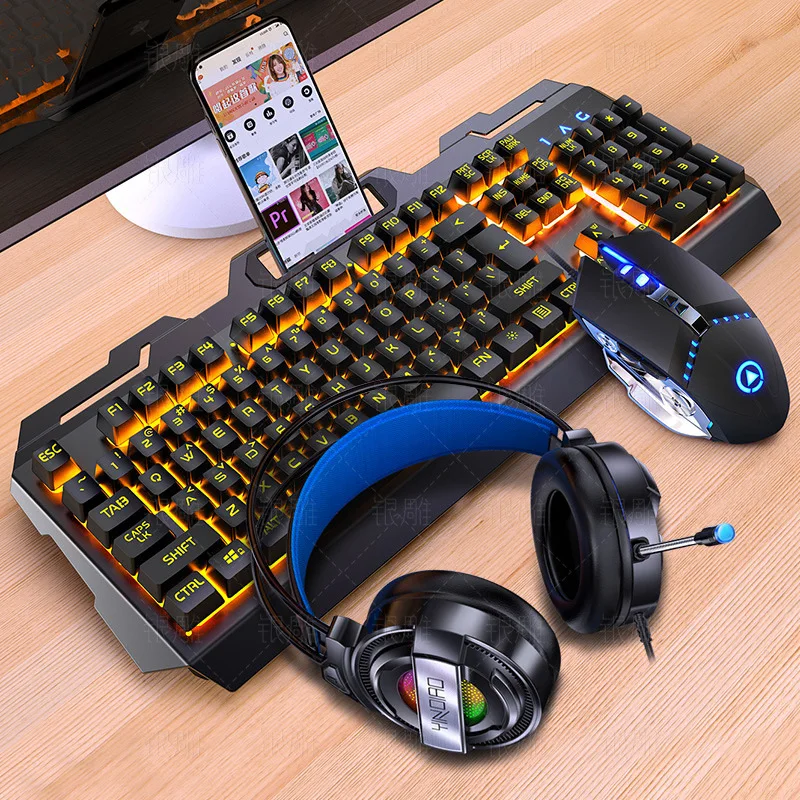 

V2 Gaming keyboard, Mouse, Headset Three-Piece set, Mechanical Feel Keyboard And Mouse Kit