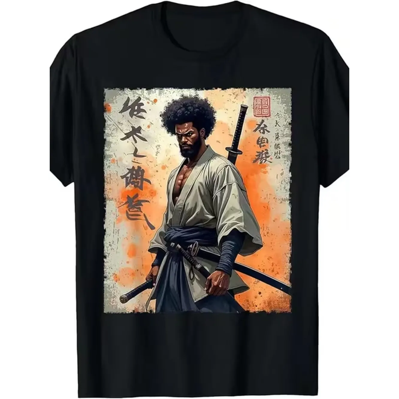 2026 Youth Crew Neck T Shirt Afro Warrior Japanese Tee Soft Breathable Top Plus Size Great Holiday Gift For Teens For Teenager